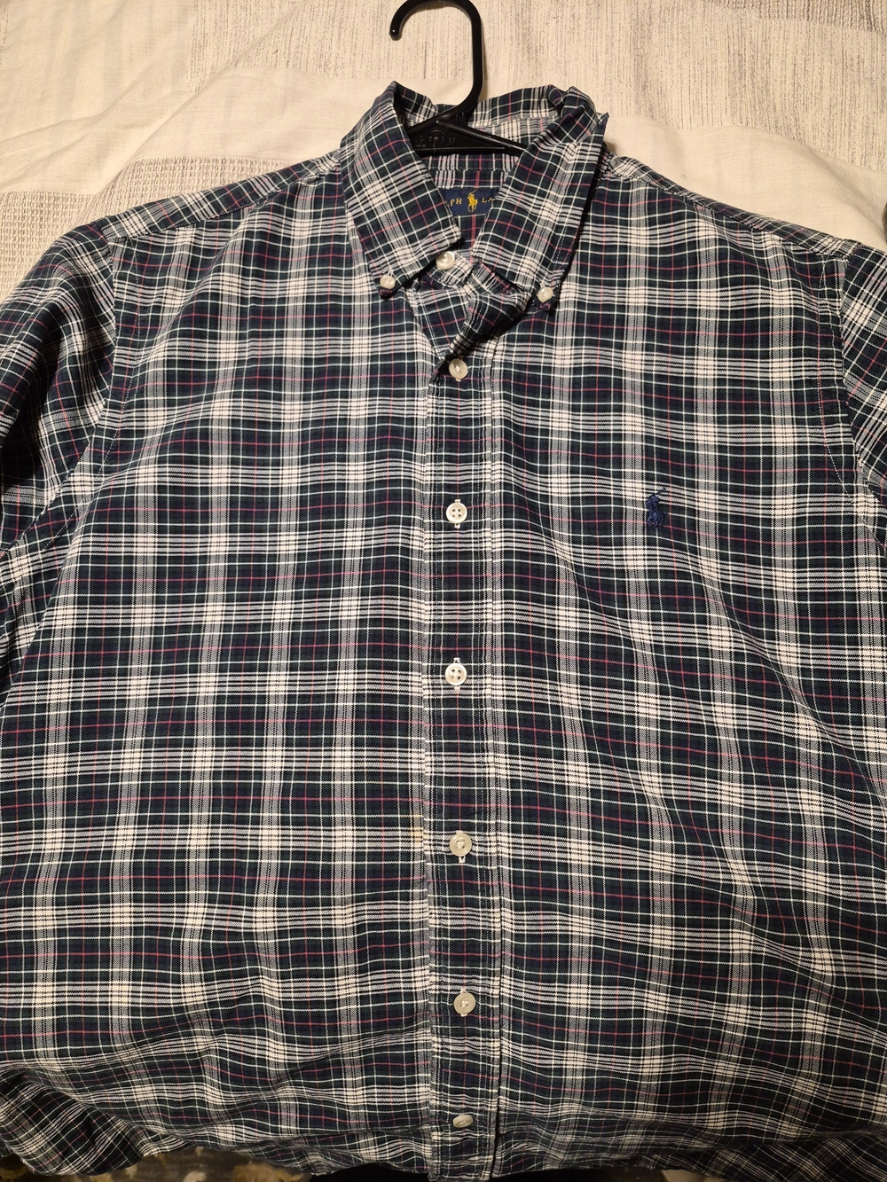Ralph Lauren Navy, White & Green Plaid Button-Down Shirt